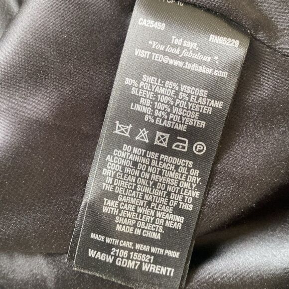 Ted Baker Wrenti Black Bodycon Long Sleeve Cocktail Dress w Exposed Back Zipper - Picture 11 of 13